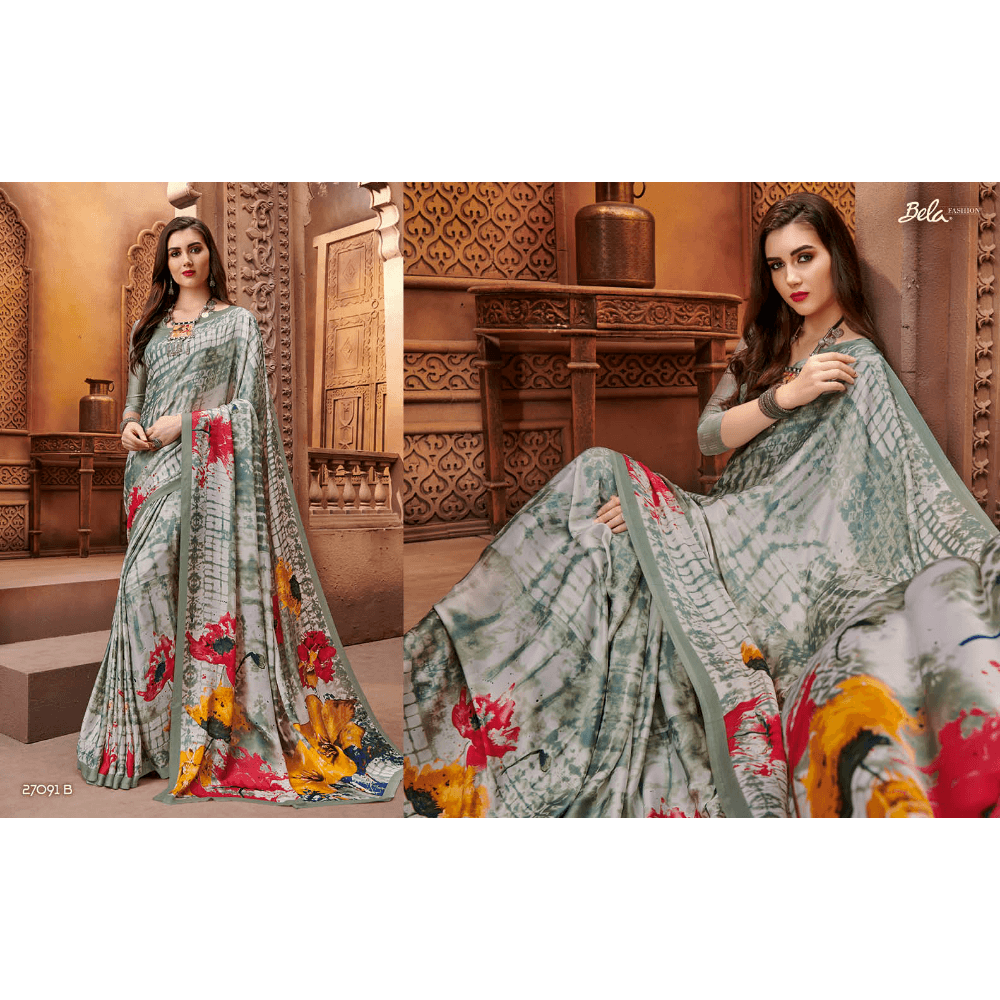 Beautiful Printed Multy Coloured Crepe Silk Sarees 