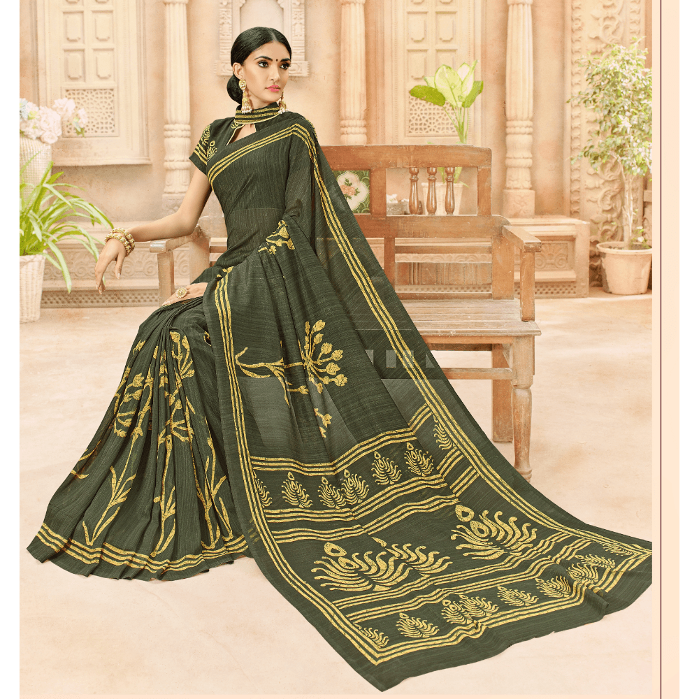 Beautiful Printed Rayon Silk Sarees 