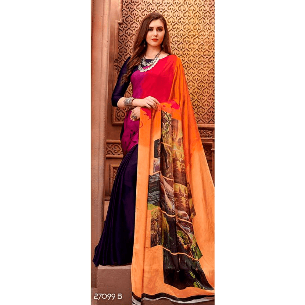 Beautiful Printed Multy Coloured Crepe Silk Sarees 