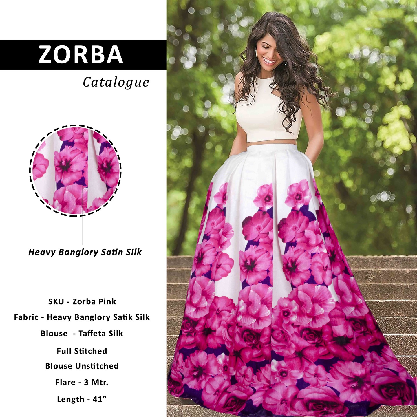Kartiklifestyle Designer Lehengas Fabric Heavy Banglory Satin Silk, Blouse - Taffeta Silk, Inner - Heave American Crepe Stitched (Blouse Unstitched)