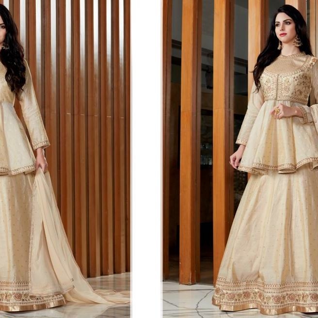  Designer Heavy Party Waer & Occasional Wear Cream Color Suit
