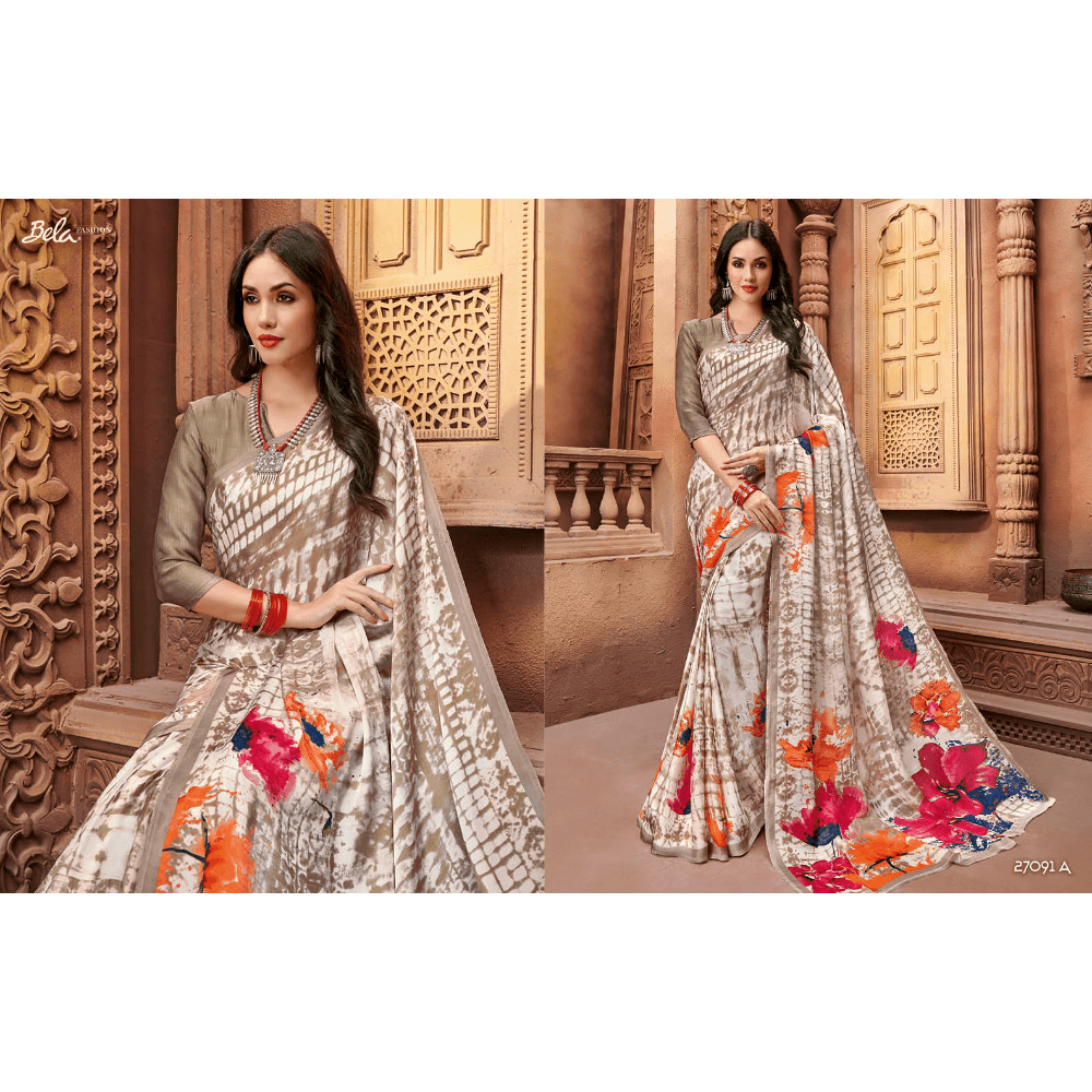 Beautiful Printed Multy Coloured Crepe Silk Sarees 
