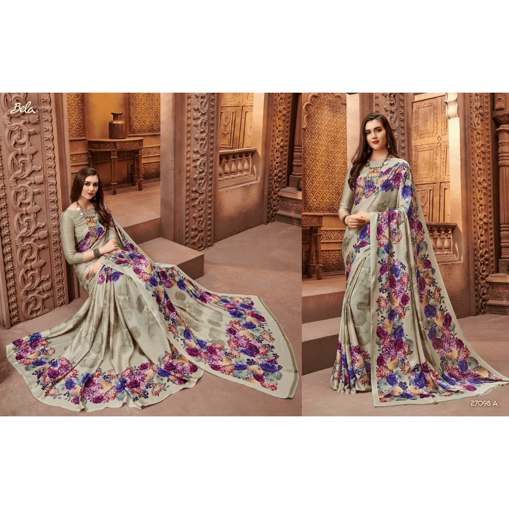 Beautiful Printed Multy Coloured Crepe Silk Sarees 