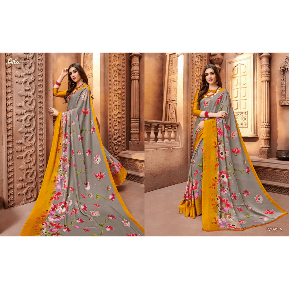 Beautiful Printed Multy Coloured Crepe Silk Sarees 