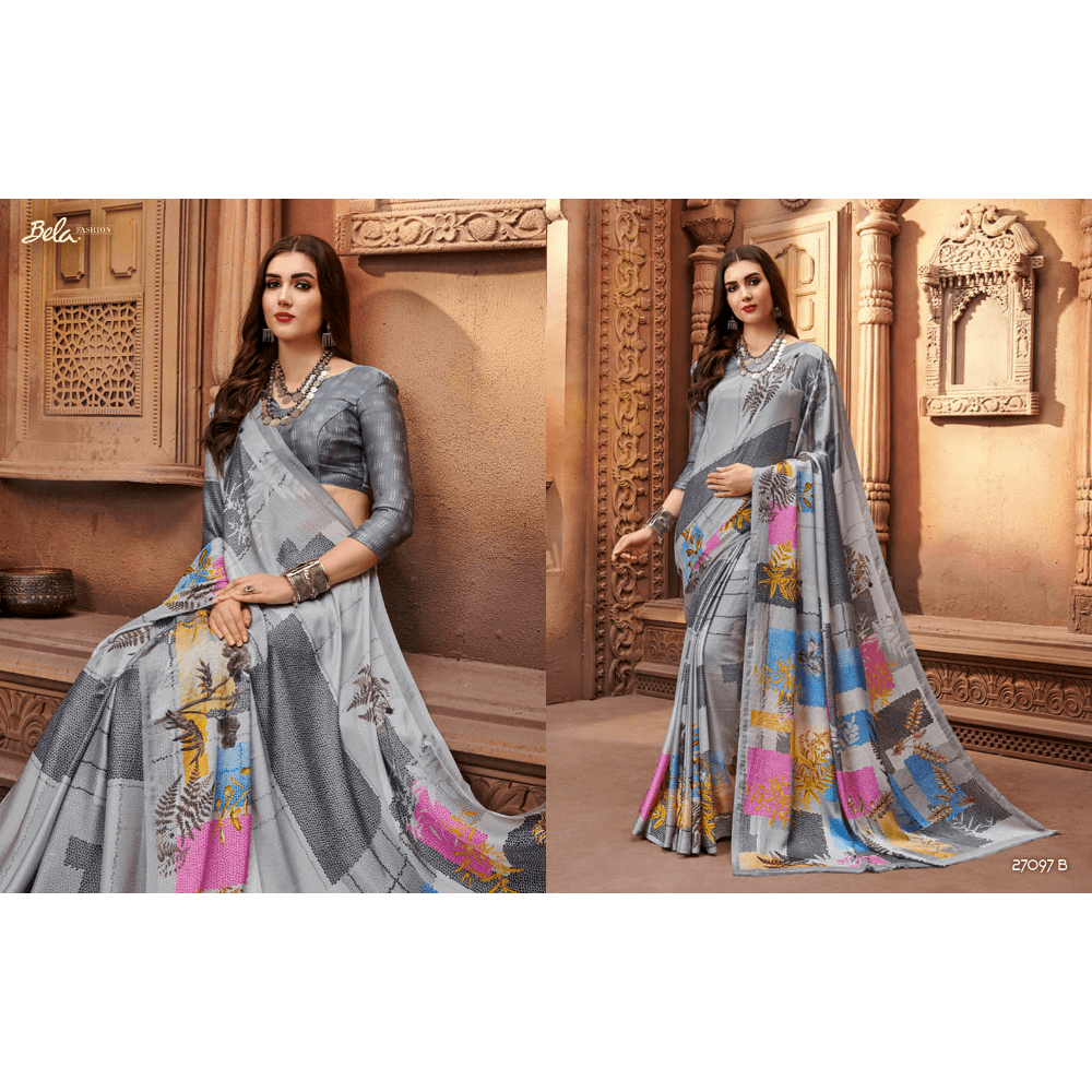 Beautiful Printed Multy Coloured Crepe Silk Sarees 