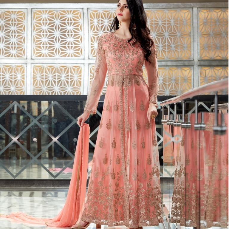  Designer Heavy Party Waer & Occasional Wear Peach Color Suit