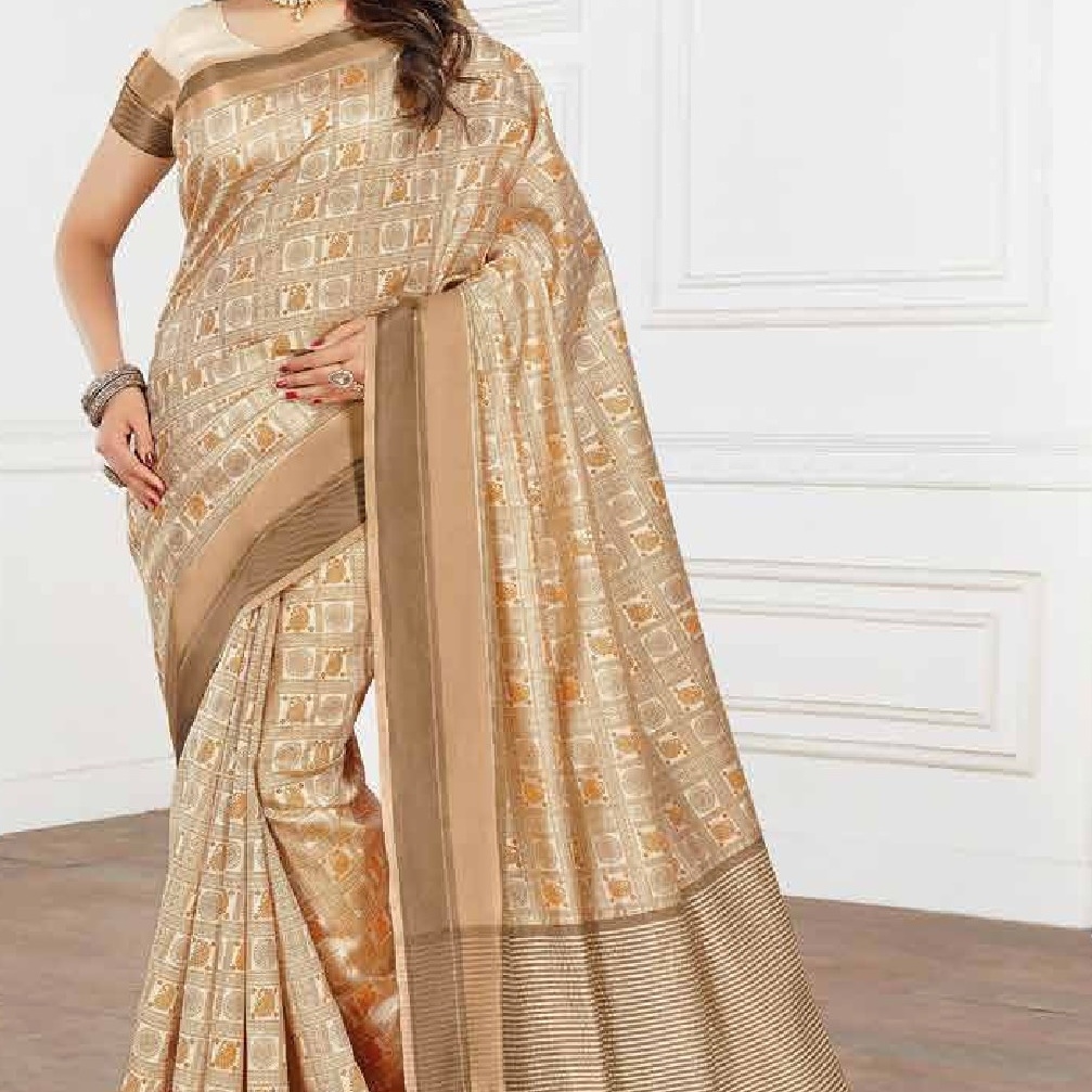 Beautiful Printed Cotton Silk Sarees With Zari Work Border
