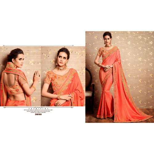 Party Wear Fancy Georgette Padding Jari Thread Embroiderd Work with Stone hand Work and Readymade Less