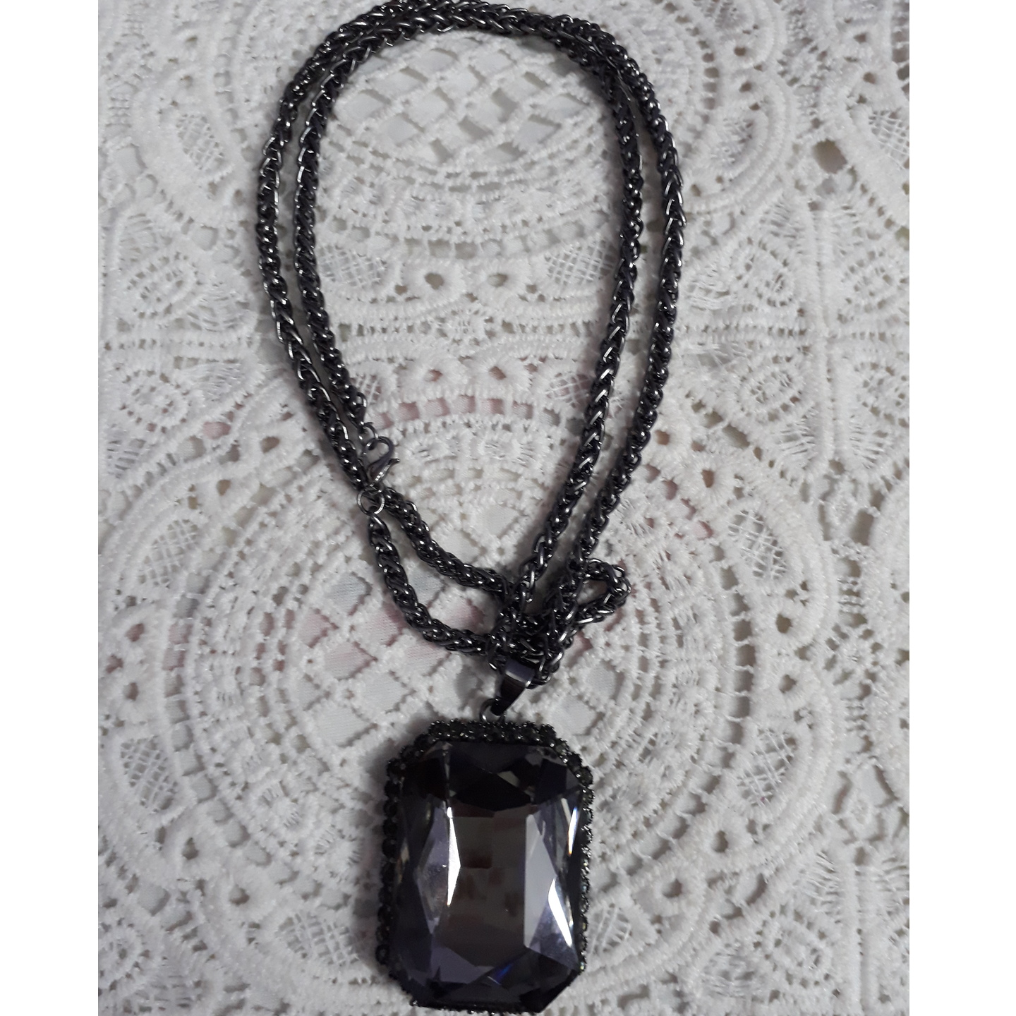 Black American Diamond Dainty Necklace For Women & Girls