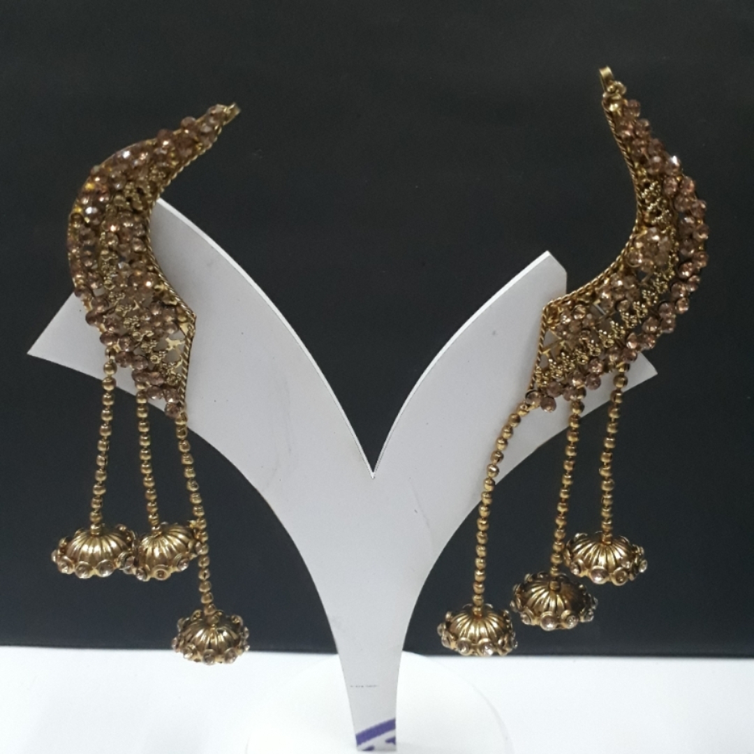 Fancy Party Wear golden Strings Ear Cuffs Earrings for Girls & Women