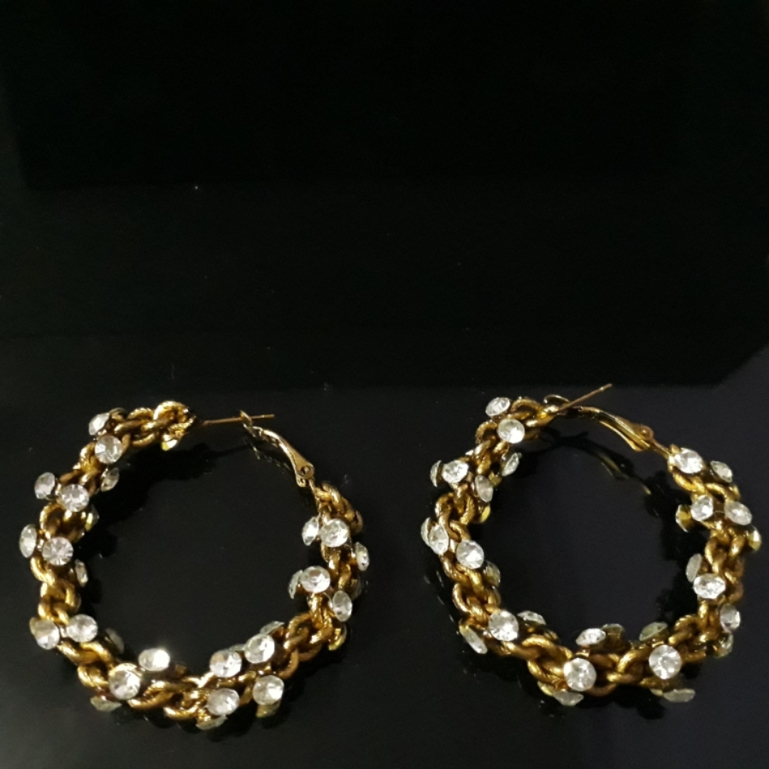 Fancy Drop Gold Plated Bali Hoop Earrings For Women