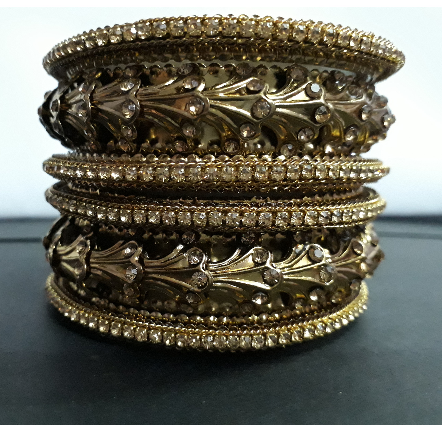 Traditional Wedding Gold Plated Floral Designing  Bangle Set.