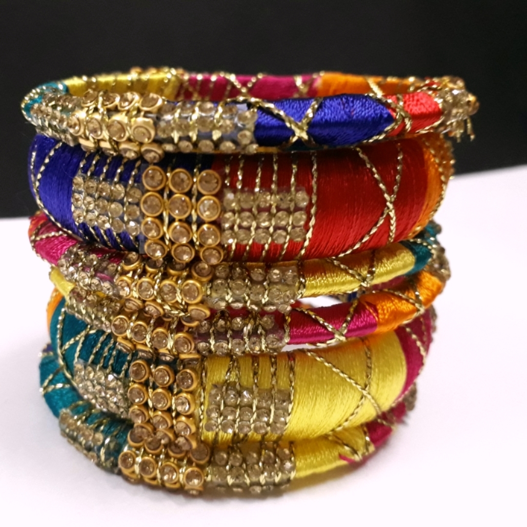  Colorful Trendz Handmade Multicolor Silkthread Bangles for Women