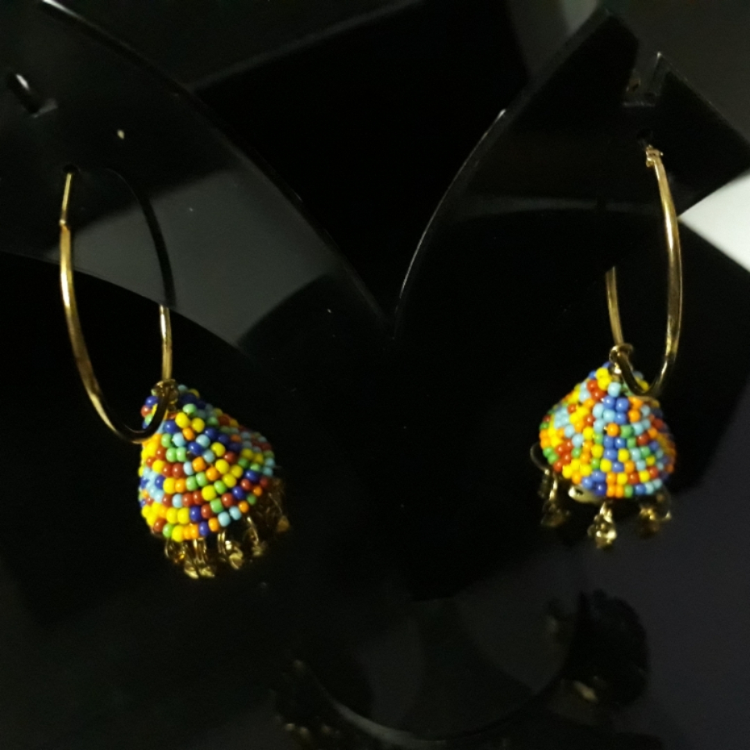 colorful multicolor fancy fashion jewellery bali hanging earrings set for women girls stylish party wear 