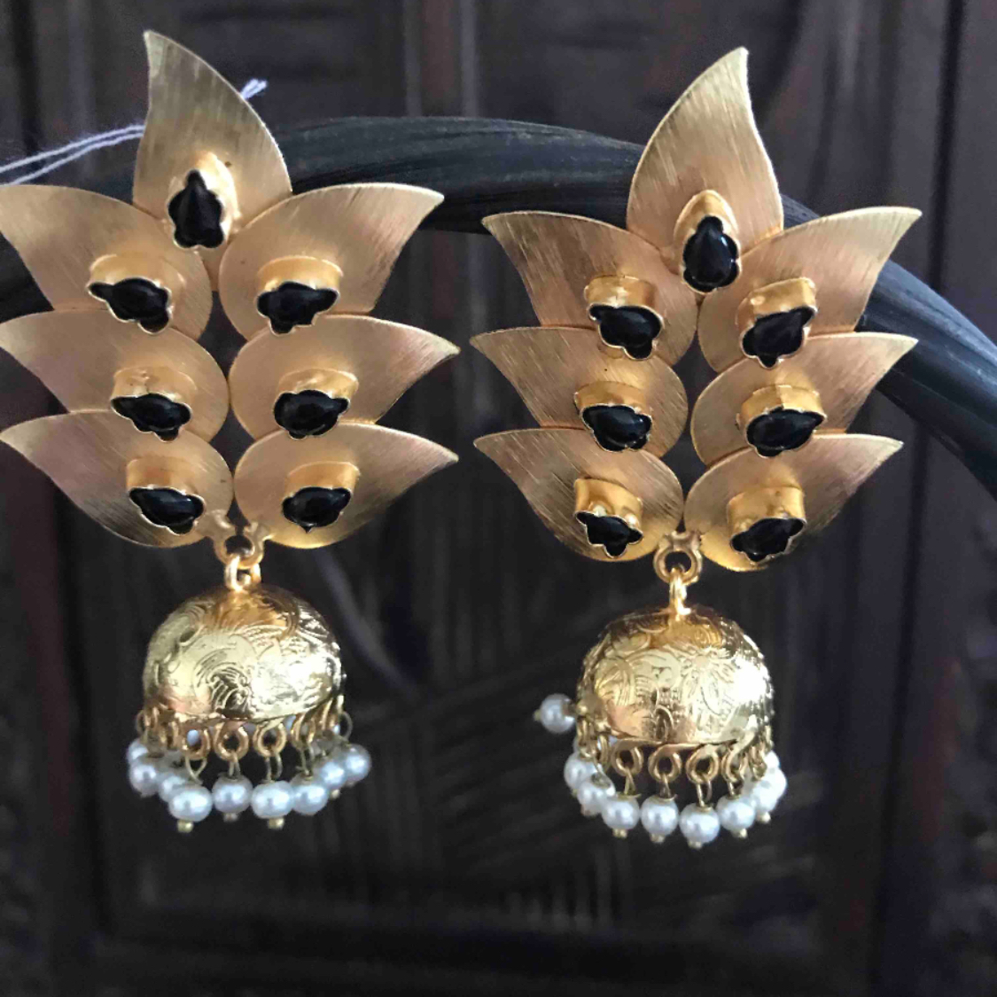 Black and golden dangling earrings 