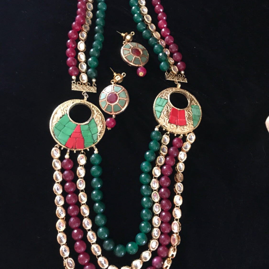 multilayer kundan beads necklace set 