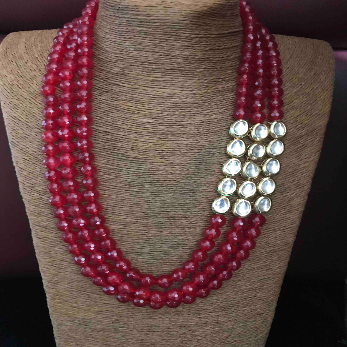 multistrand kundan necklace with earrings 