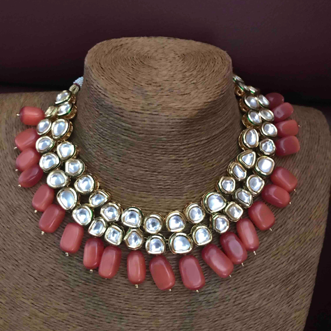 kundan and beads necklace with earrings 