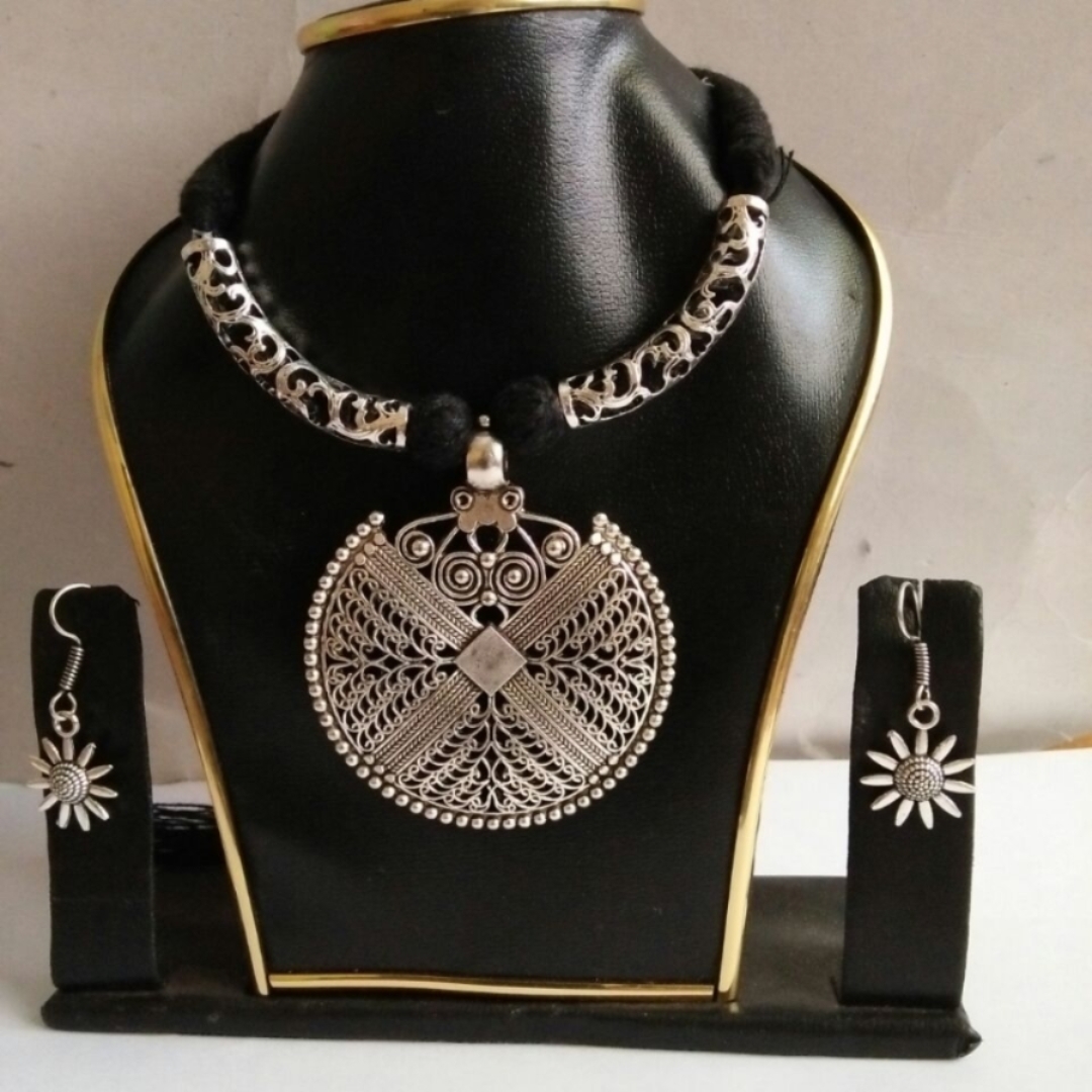 German silver neckpiece and earring