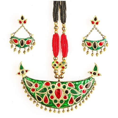 Meenakari Gezera in Black & Red Stone