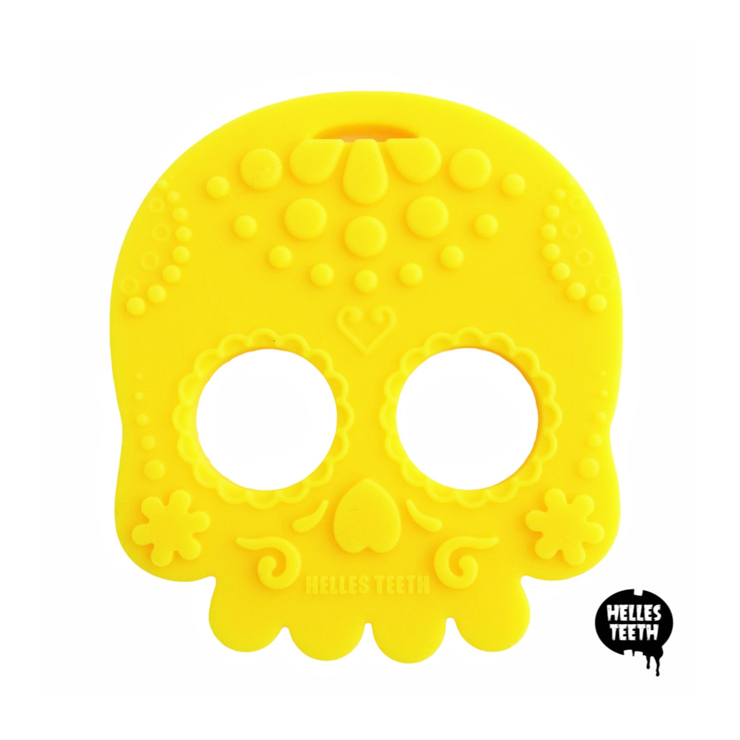 Baby Teether Sugar Skull Yellow