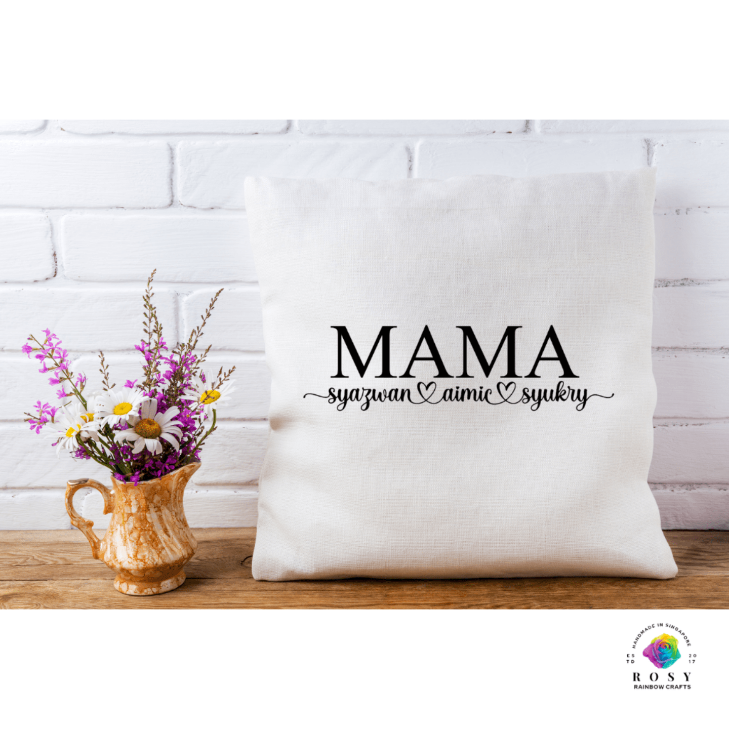 Personalized Mothers Day Cushion CoverCase White - MAMA