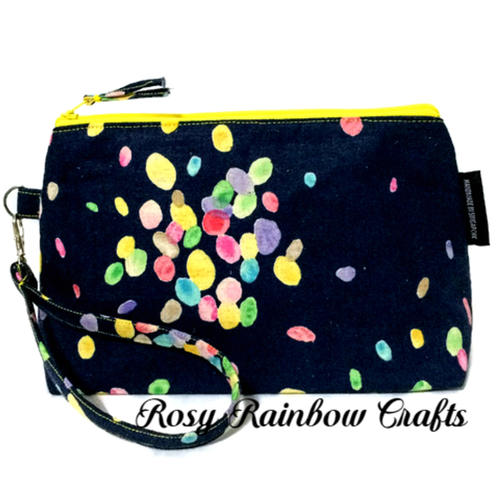 Exclusive Handmade Multi Purpose Pouch Case Wristlet In Medium Jelly Beans Series - Yellow Accents