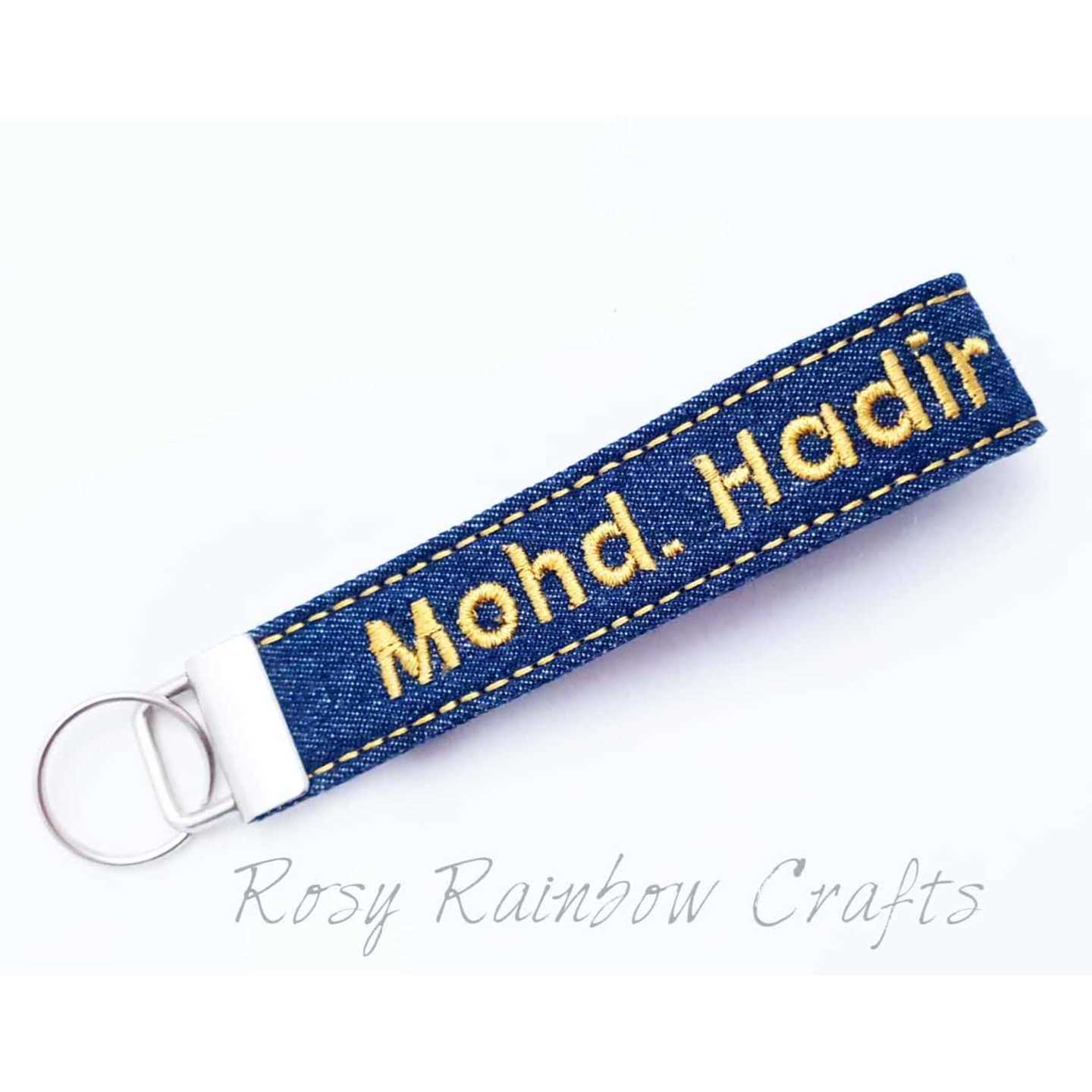 Exclusive Handmade Embroidered Custom Made To Order Key-FobKey-Chain Denim Series