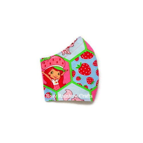 Exclusive Handmade Kids Masks Classic Strawberry Shortcake Pink Hex 3-6 years old