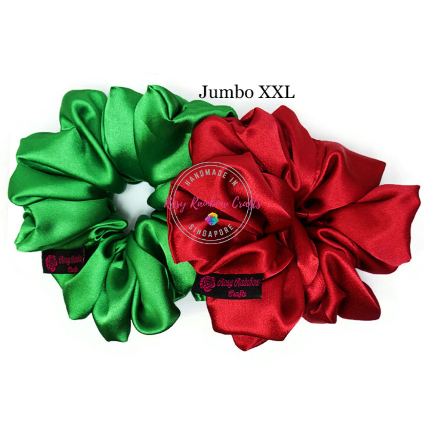 Jumbo XXL Poly Satin Scrunchie Christmas Red