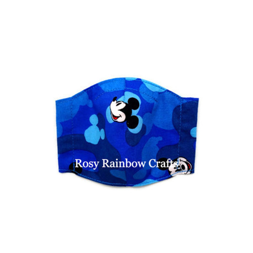 Exclusive Handmade 3D Seamless Masks Mickey Blue Camourflage M 8-12 years old