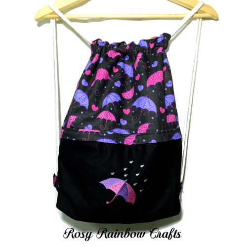 Exclusive Limited Edition Handmade Embroidered Drawstrings Backpack Raining Umbrella