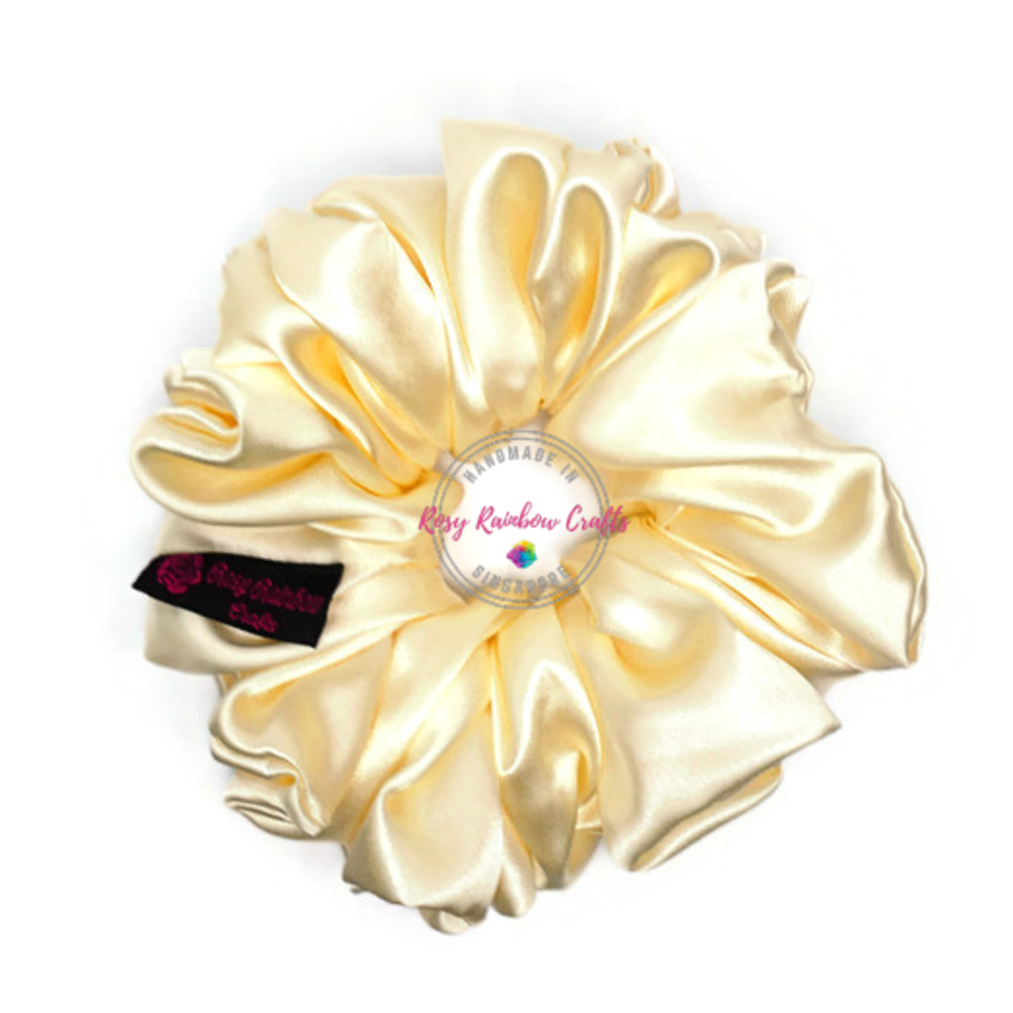 Handmade Jumbo XXL Scrunchie Satin Creamy Vanilla