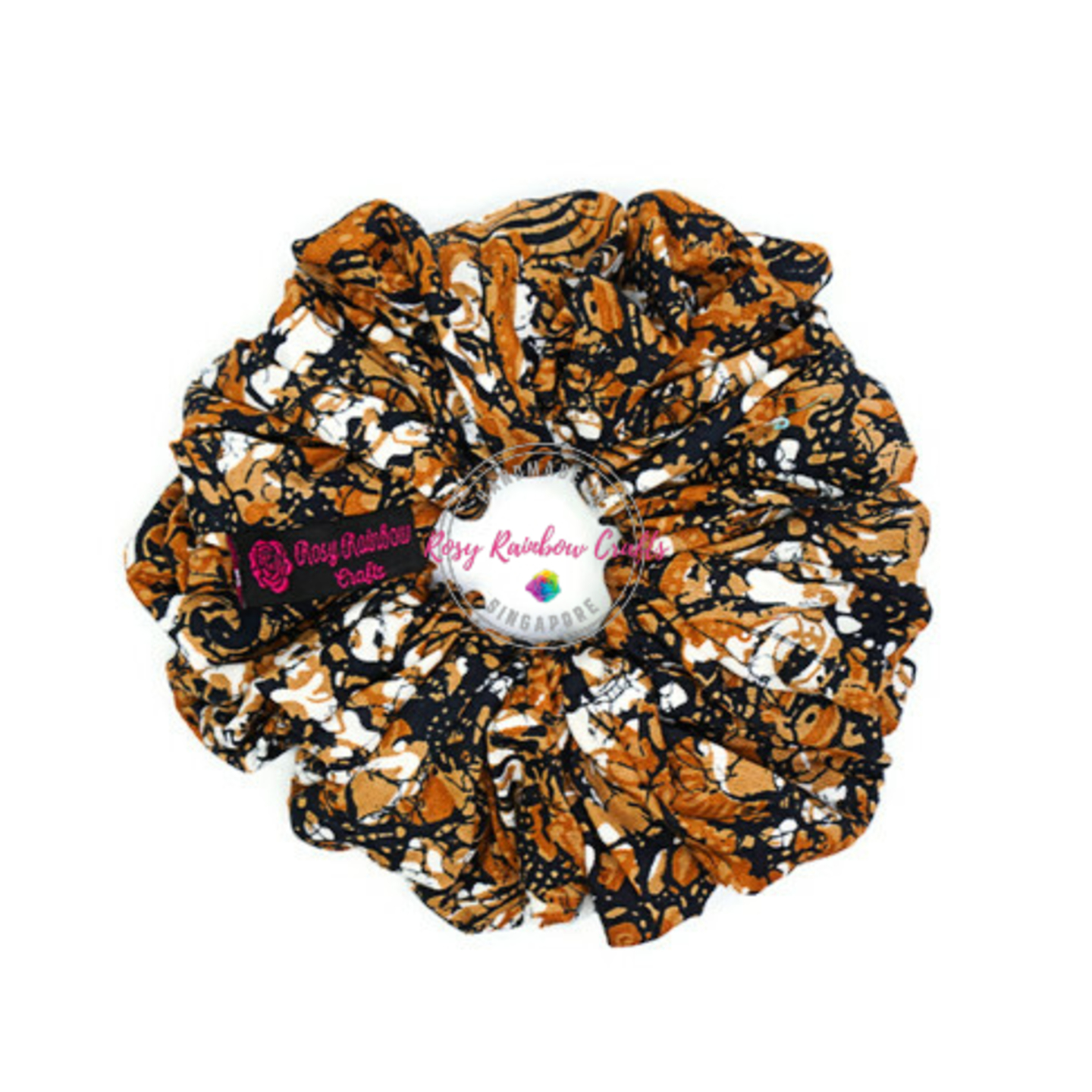 Handmade Jumbo XXL Scrunchie Abstracts Batik Brown
