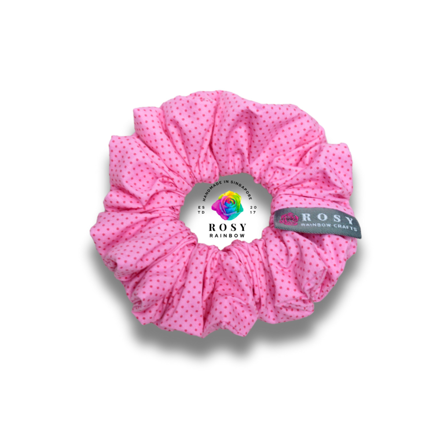 Regular Cotton Scrunchie Tiny Dots Magenta Pink