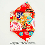 Exclusive Handmade 3D OrigamiBoat Masks Chinese Red Florals Small 4 - 6 years old