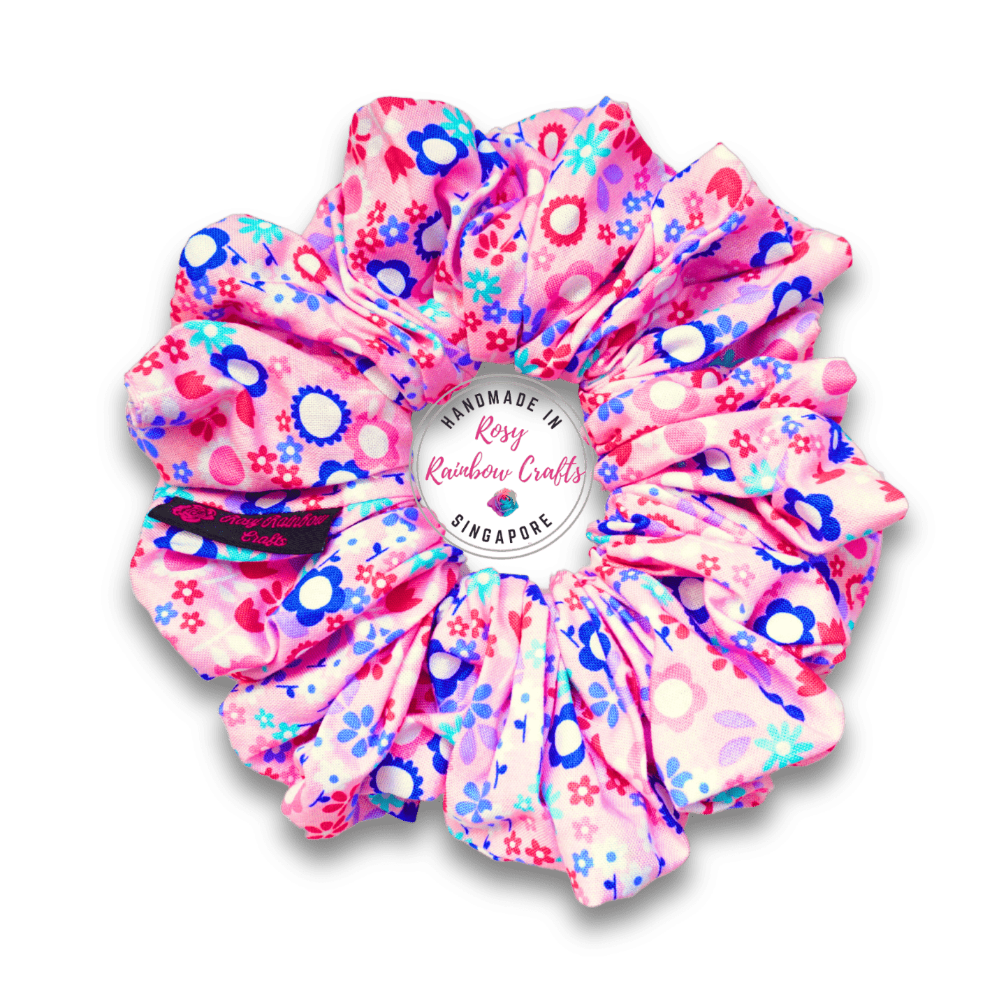 Jumbo XXL Cotton Scrunchie Happy Flowers
