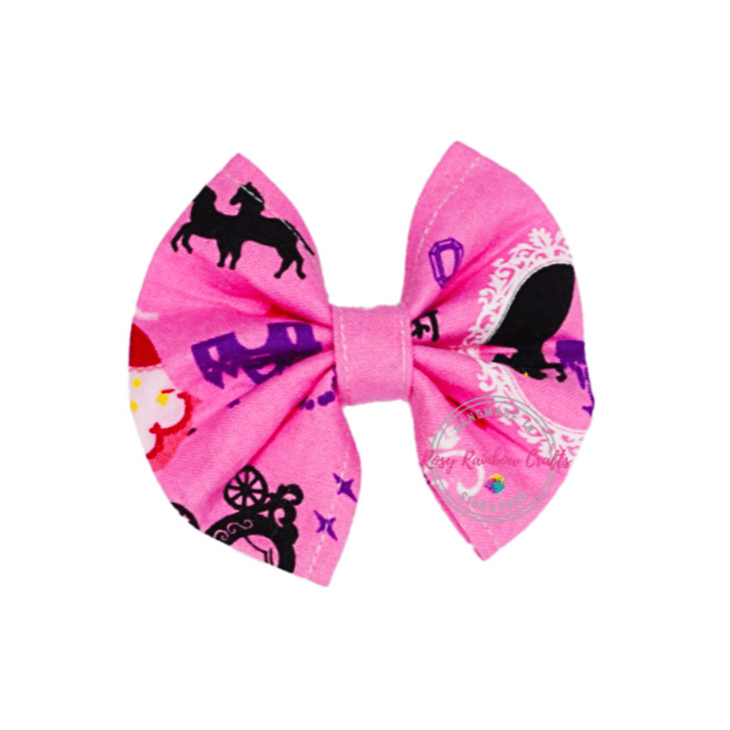 Handmade Fabrics Hair Bows Clip Pink Princess