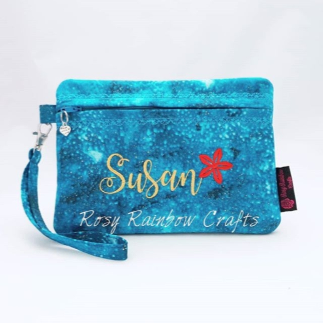 Exclusive Limited Edition Customs Made To Order Embroidered Zippered Pouch Case Large