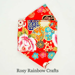 Exclusive Handmade 3D OrigamiBoat Masks Chinese Red Florals Medium PLUS 10 - 12 years old