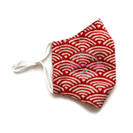 3D Seamless Mask Japanese Waves Maroon Red Medium (8-12 years old)