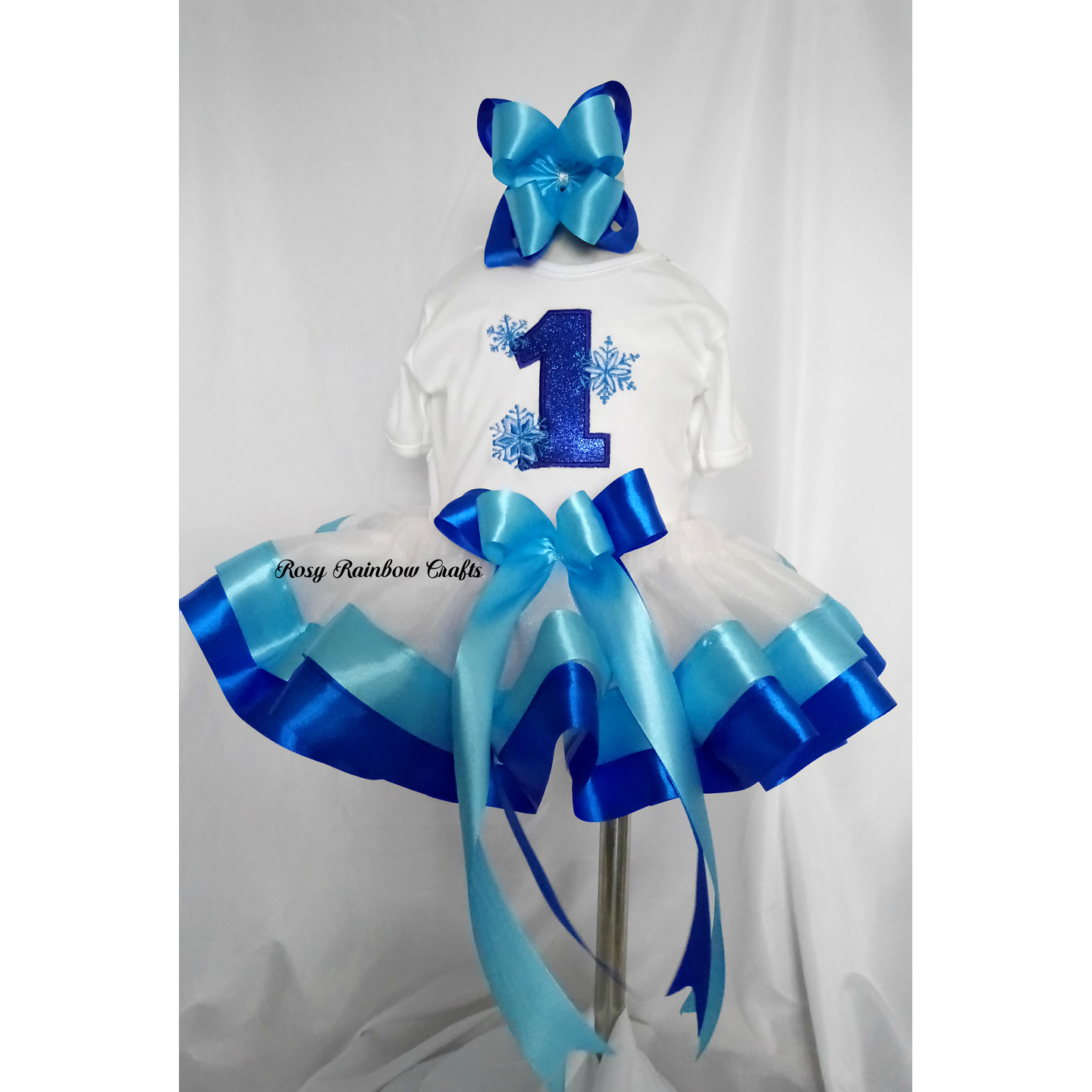 Exclusive Handmade Embroidered Customs Made To Order RomperTops With Tulle Tutu Frozen Inspired Birthday