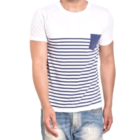 White Strip T-Shirt for Men's 