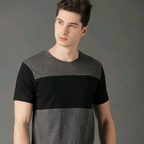 Grey Black Maroon 4 Panel Half Sleeves Cotton T-shirt
