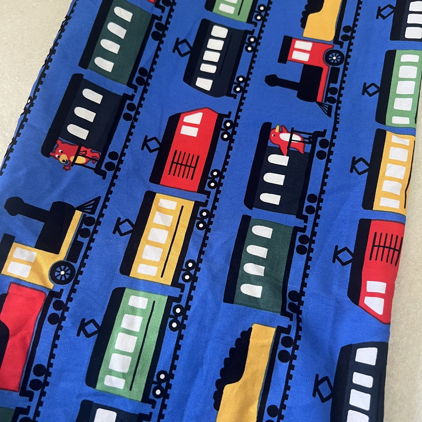 Trains on blue