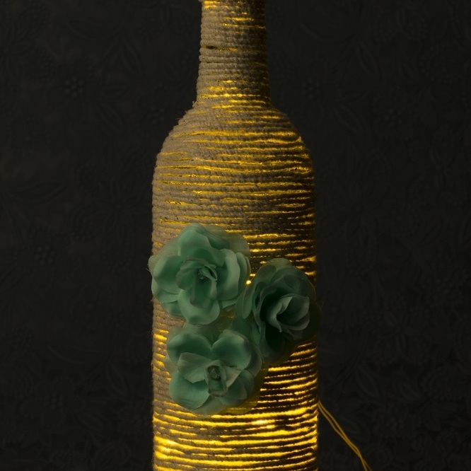 Floral bottle lamp