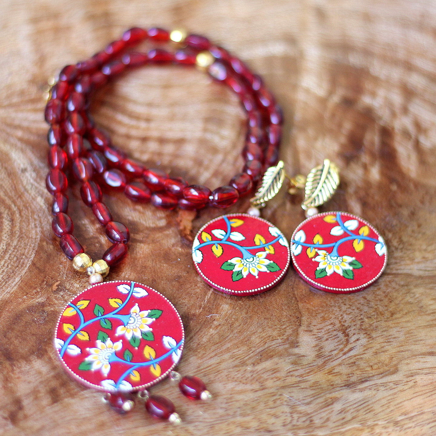 Kalamkari Hand Painted Paper Based Jewellery
