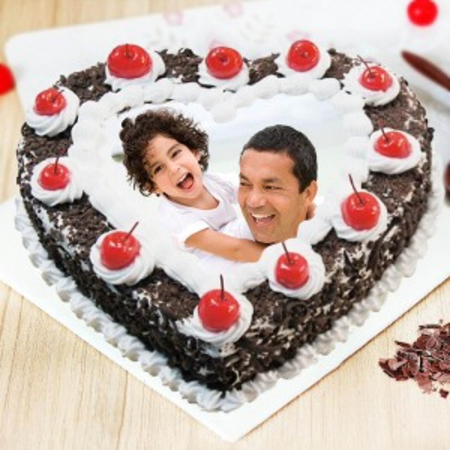 Yummy Black Forest Photo Cake For Dad