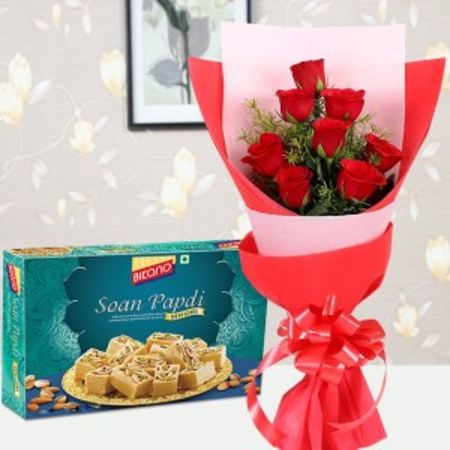 Red Roses with Soanpapdi