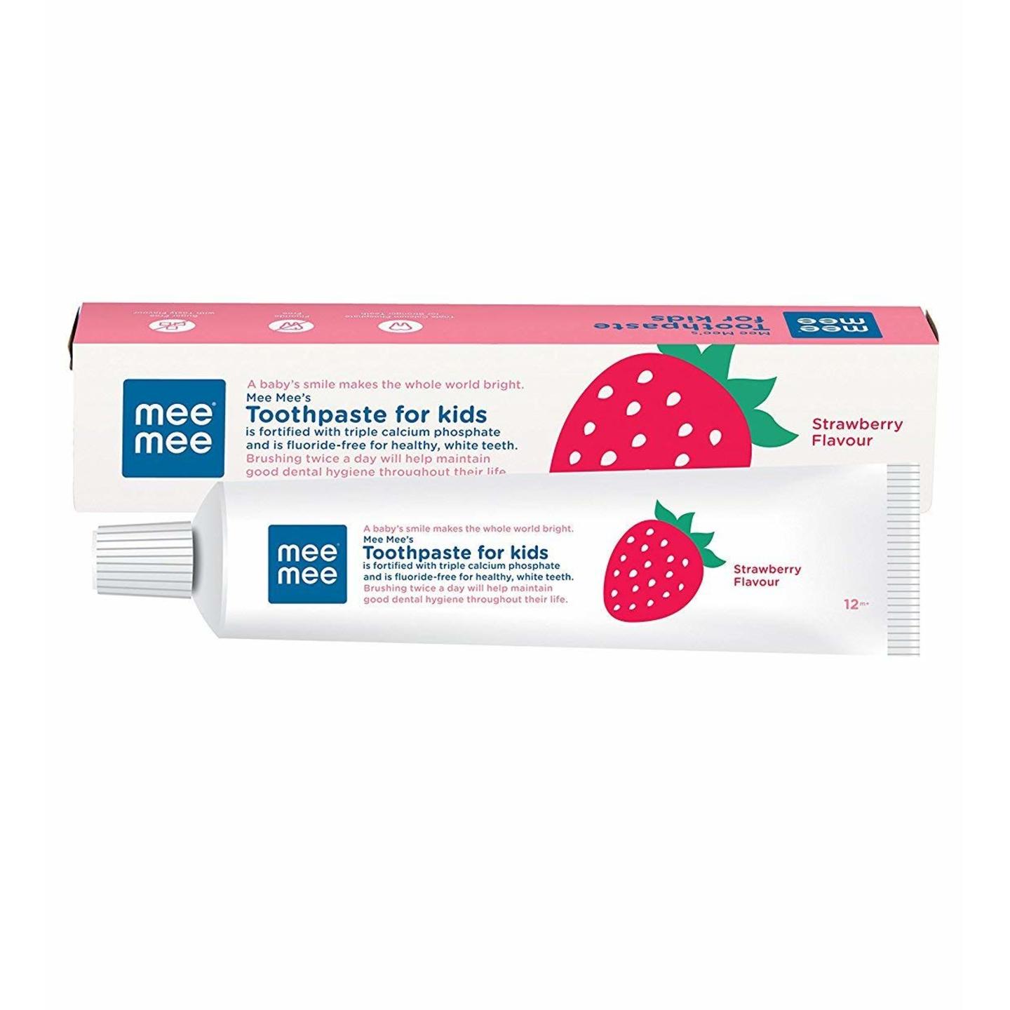  Mee Mee Fluoride Free Strawberry Flavor Toothpaste, 70g